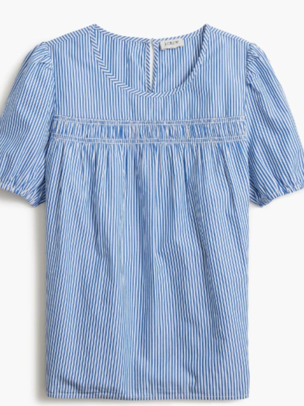 NWOT J Crew Blue and White Striped Puff Short Sleeve Cotton Blouse